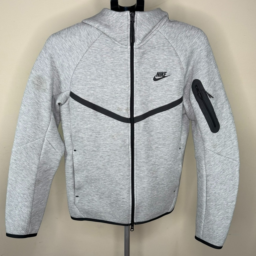 Nike Tech Fleece Windrunner Full Zip Hoodie Mens XS Gray Black HV0949-063